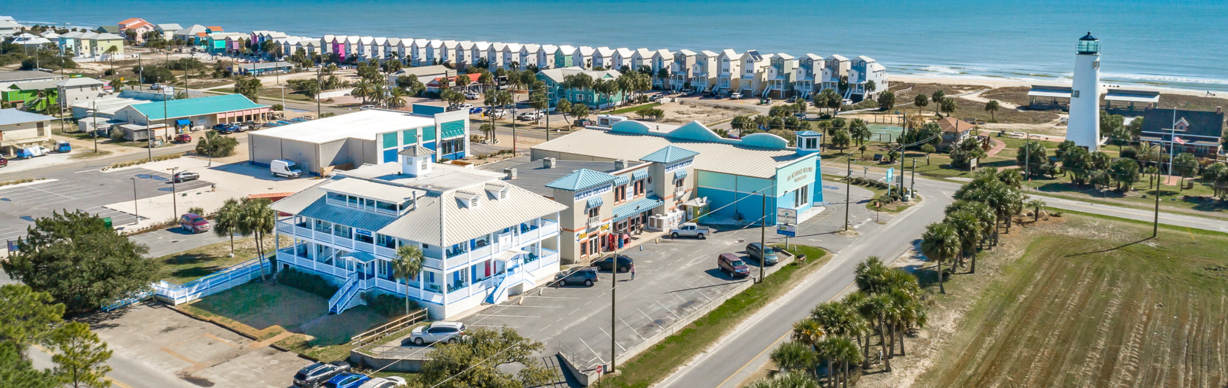 Drone of St George Island Florida and St George Inn Drone of St George Island Florida and St George Inn
